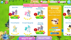 Size: 1280x720 | Tagged: safe, gameloft, garnet (g4), princess skystar, queen novo, sheriff silverstar, stratus skyranger, winterdawn, classical hippogriff, griffon, hippogriff, g4, my little pony: the movie, background griffon, background hippogriff, female, game screencap, male, spread wings, wings