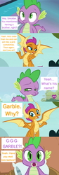 Size: 800x2380 | Tagged: safe, edited screencap, screencap, smolder, spike, dragon, g4, molt down, brother, comic, dragoness, duo, female, headcanon, hilarious in hindsight, implied garble, male, plot twist, screencap comic, winged spike, wings