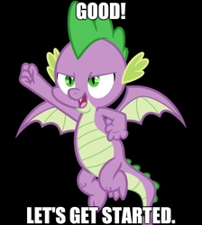 Size: 500x557 | Tagged: safe, edit, edited screencap, screencap, spike, dragon, g4, molt down, black background, male, meme, simple background, solo, winged spike, wings