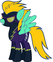 Size: 5091x5930 | Tagged: safe, artist:weaponlord206, lightning dust, pegasus, pony, g4, absurd resolution, clothes, costume, female, goggles, mare, shadowbolts, shadowbolts costume, solo, spread wings, wings