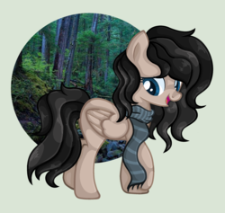 Size: 2192x2080 | Tagged: safe, artist:xxreddevil12xx, oc, oc only, oc:coco whooves, pegasus, pony, base used, clothes, female, forest, high res, mare, offspring, parent:doctor whooves, scarf, solo