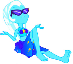 Size: 1189x1052 | Tagged: safe, trixie, equestria girls, equestria girls specials, g4, my little pony equestria girls: better together, my little pony equestria girls: forgotten friendship, background removed, barefoot, clothes, feet, simple background, solo, sunglasses, swimsuit, white background