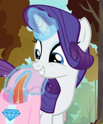 Size: 895x1079 | Tagged: safe, screencap, rarity, pony, g4, molt down, cropped, feather, female, forest, saddle bag, solo