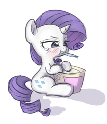 Size: 1550x1800 | Tagged: safe, artist:tcn1205, rarity, pony, g4, comfort eating, crying, eating, female, filly, filly rarity, food, ice cream, simple background, solo, white background, younger