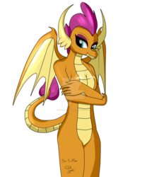 Size: 1024x1229 | Tagged: safe, artist:susanzx2000, smolder, dragon, anthro, g4, breasts, busty smolder, cleavage, dragoness, female, simple background, solo, transparent background, watermark