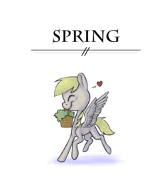 Size: 2550x2712 | Tagged: safe, artist:quintessentially-peculiar, derpy hooves, pegasus, pony, tumblr:ask little derpy, g4, basket, female, happy, heart, high res, mouth hold, smiling, solo