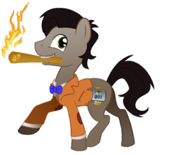 Size: 675x589 | Tagged: safe, artist:quintessentially-peculiar, doctor whooves, time turner, earth pony, pony, g4, blazer, bowtie, clothes, doctor who, eleventh doctor, male, mouth hold, olympic torch, ponified, shirt, simple background, smiling, solo, the doctor, torch, transparent background, tweed