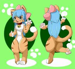 Size: 1440x1320 | Tagged: artist needed, safe, oc, oc only, oc:文毛, cat, anthro, barely pony related, bell, bell collar, bow, catified, collar, furry, furry oc, hair bow, solo, species swap