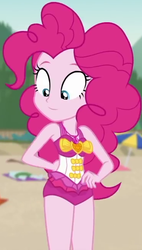 Size: 371x652 | Tagged: safe, screencap, pinkie pie, equestria girls, g4, my little pony equestria girls: better together, unsolved selfie mysteries, clothes, cropped, pinkie pie swimsuit, swimsuit