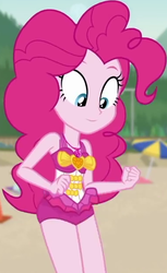 Size: 380x622 | Tagged: safe, screencap, pinkie pie, equestria girls, equestria girls series, g4, unsolved selfie mysteries, clothes, cropped, pinkie pie swimsuit, swimsuit