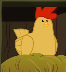 Size: 343x376 | Tagged: safe, screencap, bird, chicken, applejack's "day" off, g4, ambiguous gender, animal, cropped, nest, solo