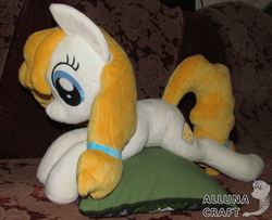 Size: 3324x2704 | Tagged: safe, artist:allunacraft, pear butter, earth pony, pony, g4, high res, irl, photo, plushie, prone, solo