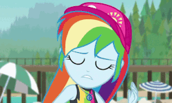 Size: 1200x720 | Tagged: safe, screencap, gladys, rainbow dash, zephyr breeze, blue crushed, equestria girls, g4, my little pony equestria girls: better together, animated, belly button, clothes, dramatic, geode of super speed, holding hands, magical geodes, male nipples, midriff, nipples, partial nudity, puppy dog eyes, sockpuppeting in the comments, surfboard, topless, zephyr's necklace, zephyrbetes