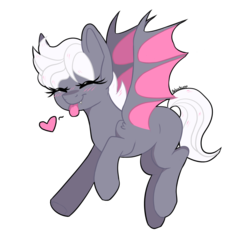 Size: 1300x1300 | Tagged: safe, artist:adostume, oc, oc only, bat pony, pony, cute, heart, raspberry, simple background, solo, tongue out, transparent background