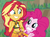 Size: 961x719 | Tagged: safe, screencap, pinkie pie, sunset shimmer, equestria girls, g4, my little pony equestria girls: better together, unsolved selfie mysteries, belly button, clothes, cropped, duo, faic, female, geode of empathy, geode of sugar bombs, grin, one-piece swimsuit, pinkie pie swimsuit, sarong, smiling, squee, stomach, sunset shimmer's beach shorts swimsuit, swimsuit