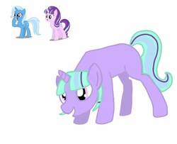 Size: 720x586 | Tagged: safe, artist:holidayholly, starlight glimmer, trixie, pony, unicorn, g4, female, lesbian, magical lesbian spawn, mare, offspring, parent:starlight glimmer, parent:trixie, parents:startrix, ship:startrix, shipping, simple background, white background
