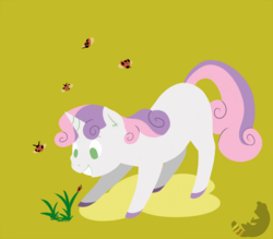 Size: 2429x2123 | Tagged: safe, artist:drutheredpanda, sweetie belle, ladybug, pegasus, pony, g4, female, filly, high res, smiling, solo
