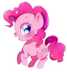 Size: 1400x1500 | Tagged: safe, artist:yioyio, pinkie pie, earth pony, pony, g4, chibi, cute, diapinkes, female, heart eyes, simple background, solo, transparent background, wingding eyes