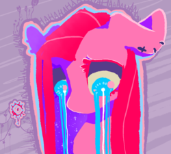 Size: 971x875 | Tagged: safe, artist:ipoloarts, pinkie pie, earth pony, pony, g4, bust, color porn, crying, eyestrain warning, female, needs more saturation, pinkamena diane pie, portrait, sad, saturated, solo, surreal