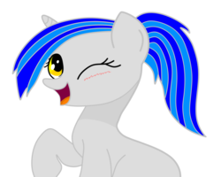 Size: 1280x1024 | Tagged: safe, artist:yellow-glaze, oc, oc only, pony, unicorn, blushing, female, mare, one eye closed, open mouth, simple background, smiling, solo, transparent background, vector