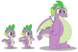 Size: 1600x1071 | Tagged: safe, artist:aleximusprime, spike, dragon, g4, molt down, age progression, chubby, eyebrows, fat, fat spike, male, older, older spike, simple background, solo, transparent background, vector, winged spike, wings