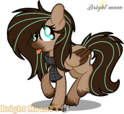 Size: 1024x941 | Tagged: safe, artist:sleppchocolatemlp, oc, oc only, oc:mint, pegasus, pony, clothes, digital art, female, gift art, mare, scarf, simple background, solo, tongue out, transparent background, two toned wings