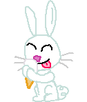 Size: 126x148 | Tagged: safe, artist:drypony198, angel bunny, rabbit, g4, eyes closed, food, ice cream, male, simple background, solo, tongue out, white background