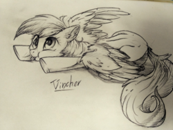 Size: 4160x3120 | Tagged: safe, artist:vincher, derpy hooves, pony, g4, derp, female, solo, tongue out, traditional art