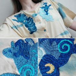 Size: 1564x1564 | Tagged: safe, artist:wolfiedrawie, princess luna, g4, clothes, craft, embroidery, irl, photo, shirt