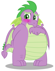 Size: 1024x1330 | Tagged: safe, artist:aleximusprime, spike, g4, molt down, blushing, chubby, fat, fat spike, male, older, simple background, solo, transparent background, vector, winged spike, wings
