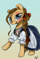 Size: 1000x1500 | Tagged: safe, artist:elisdoominika, oc, oc only, pony, braid, clothes, costume, dress, female, folk costume, folklore, ponified, slovakia, solo, traditional dress