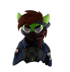 Size: 2500x2560 | Tagged: safe, artist:lunar froxy, oc, oc only, oc:analogue, original species, youkai, bust, drone, echo, high res, rainbow six siege, simple background, solo, transparent background