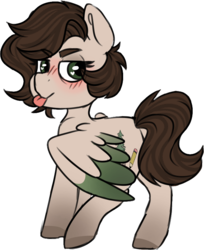 Size: 666x818 | Tagged: safe, artist:ivybrush, oc, oc only, oc:pacific pine, pegasus, pony, blushing, female, heart eyes, looking at you, looking back, looking back at you, simple background, solo, tongue out, transparent background, wingding eyes