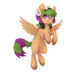 Size: 2000x1900 | Tagged: safe, artist:reysi, oc, oc only, pegasus, pony, ear piercing, glasses, headphones, looking at you, piercing, simple background, solo, tongue out