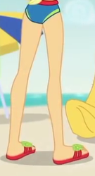 Size: 191x355 | Tagged: safe, screencap, applejack, blue crushed, equestria girls, equestria girls series, g4, applebutt, ass, butt, clothes, cropped, female, legs, pictures of legs, sandals, solo, swimsuit