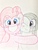 Size: 2448x3264 | Tagged: safe, artist:theobrobine, marble pie, pinkie pie, pony, g4, blushing, cute, female, high res, hug, looking at you, mare, one eye closed, pie sisters, pie twins, siblings, sisters, smiling, traditional art, twins