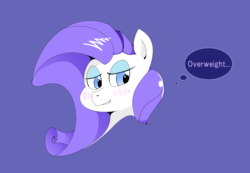 Size: 1600x1108 | Tagged: safe, artist:theobrobine, rarity, pony, g4, blushing, bust, female, mare, portrait, simple background, solo, speech bubble, text