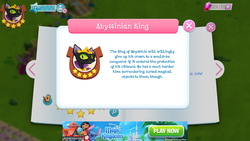 Size: 1280x720 | Tagged: safe, gameloft, abyssinian king, abyssinian, g4, game screencap, introduction card