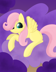 Size: 2550x3300 | Tagged: safe, artist:skyflys, fluttershy, pony, g4, blank flank, cloud, cute, female, filly, filly fluttershy, high res, lying down, shyabetes, solo, sunset, younger