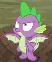 Size: 500x600 | Tagged: safe, screencap, spike, dragon, g4, molt down, crater, cropped, male, solo, spread wings, winged spike, wings