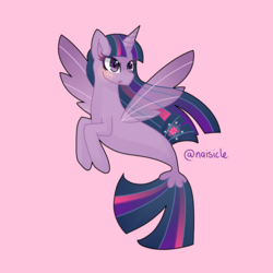 Size: 1024x1024 | Tagged: safe, artist:ofruittango, twilight sparkle, alicorn, seapony (g4), g4, female, looking at you, seaponified, seapony twilight, simple background, solo, species swap, twilight sparkle (alicorn)