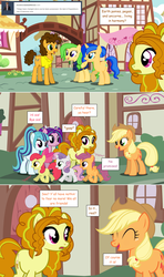 Size: 1280x2168 | Tagged: safe, artist:hakunohamikage, adagio dazzle, apple bloom, applejack, aria blaze, cheese sandwich, scootaloo, sonata dusk, sweetie belle, oc, oc:cloudy paint, earth pony, pegasus, pony, unicorn, ask-princesssparkle, g4, armor, comic, cutie mark crusaders, dusk guard, equestria girls ponified, female, mare, ponified, siblings, sisters, the dazzlings, twilight's royal guard