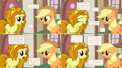 Size: 2564x1444 | Tagged: safe, artist:hakunohamikage, adagio dazzle, applejack, pony, ask-princesssparkle, g4, ask, comic, crying, floppy ears, ponified, tears of joy, tumblr