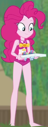 Size: 218x573 | Tagged: safe, screencap, pinkie pie, human, equestria girls, g4, my little pony equestria girls: better together, too hot to handle, barefoot, clothes, cropped, feet, female, geode of sugar bombs, snow cone, solo, swimsuit