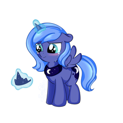 Size: 3000x3000 | Tagged: safe, artist:saralien, princess luna, alicorn, pony, g4, crown, crying, female, filly, high res, jewelry, magic, regalia, sad, simple background, solo, woona, younger