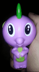 Size: 168x306 | Tagged: safe, spike, dragon, g4, adoracreepy, animated, creepy, cute, cutie mark crew, gif, hand, heart eyes, irl, male, mcdonald's happy meal toys, photo, toy, wingding eyes