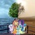 Size: 1436x1433 | Tagged: safe, editor:php77, gallus, ocellus, sandbar, sci-twi, silverstream, smolder, sunset shimmer, twilight sparkle, classical hippogriff, griffon, hippogriff, pony, equestria girls, g4, my little pony equestria girls: better together, dead tree, desert, equestria girls in real life, irl, ocean, photo, ponies in real life, tree