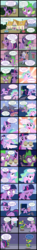 Size: 3000x20119 | Tagged: safe, artist:magerblutooth, diamond tiara, randolph, spike, twilight sparkle, oc, oc:dazzle, oc:handy dandy, alicorn, cat, dragon, earth pony, imp, pony, comic:diamond and dazzle, g4, butt, clothes, comic, female, food, fountain, gem, hammer, link, male, mare, muffin, plot, sledgehammer, sweat, the legend of zelda, twilight sparkle (alicorn)