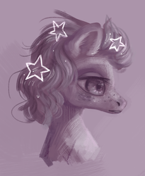 Size: 1190x1451 | Tagged: safe, artist:sarkarozka, oc, oc only, pony, bust, looking sideways, portrait, solo, stars