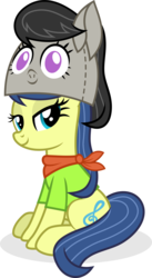 Size: 1832x3333 | Tagged: safe, artist:punzil504, fiddlesticks, octavia melody, earth pony, pony, g4, apple family member, background pony, bandana, clothes, female, hat, lidded eyes, looking at you, mare, shirt, simple background, sitting, solo, transparent background, vector